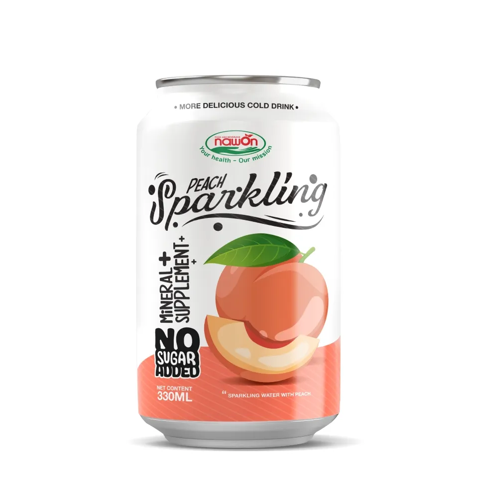 Best Healthy Sparkling Peach Juice Drink 330ml Can with Fresh Fruit Juice Vietnam Soft Drink Beverage HALAL ISO Manufacturer
