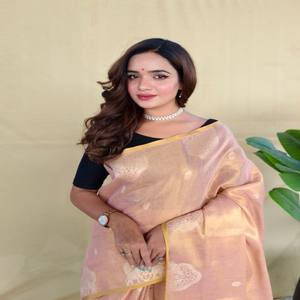 Sari VASTRA COTTAGE Premium de Tela Zari con Bordado de Motivo de Elefante, Cuerpo Floral Butti con Blusa de Brocado, Ropa Festiva - Product Image 4