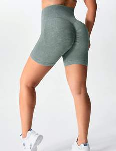 Short de Yoga sans couture taille haute pour femme taille élastique respirant motif solide Leggings d'entraînement Spandex recyclé/Nylon Gym - Product Image 5