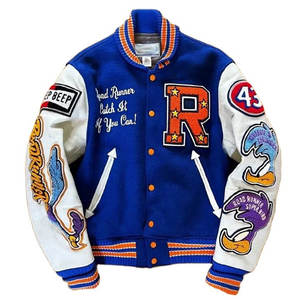 แจ็คเก็ตเบสบอลวาร์ซิตี้ผ้าวูลปักโลโก้สไตล์วินเทจสำหรับผู้ชาย ผลิตตามเทรนด์อุตสาหกรรม รับผลิตตามแบบ สั่งทำพิเศษ ระบายอากาศได้ดี เป็นมิตรกับสิ่งแวดล้อม - Product Image 1