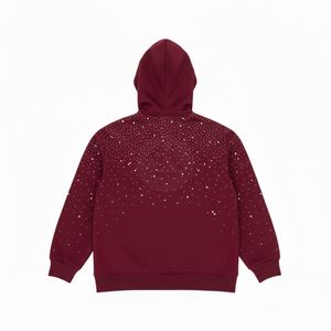 Sweat-shirts à capuche unisexes de haute qualité 100% coton pour hommes, solides, avec strass, coupe ample, pour l'hiver, en plein air, écologiques, coupe-vent - Product Image 2