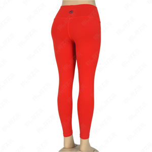 <b>Women</b> <b>Red</b> Solid High Fitness Yoga <b>Leggings</b> with Tummy Control Sexy Design Seamless Pocket Elastic Waist Eco-Friendly - Product Image 4