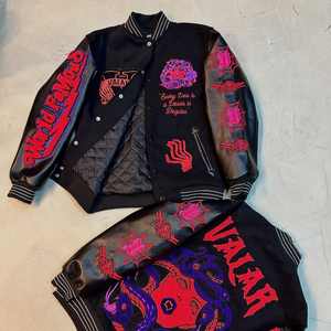 Chaqueta Varsity de Invierno para Hombre, 100% Lana, Estilo Urbano, Bordado Chenille, Cuello Alto, Botón Único en la Parte Delantera, Transpirable y Resistente al Viento - Product Image 2