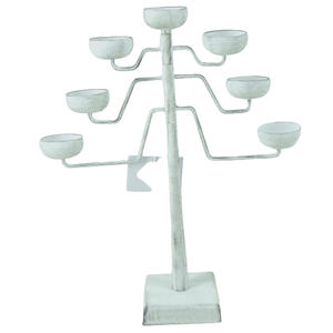 แท่นวางเทียน5-แขนทำมือพร้อมเหล็กเคลือบผิวสีขาวสำหรับตกแต่งบ้านและบนโต๊ะคริสต์มาส - Product Image 3