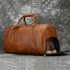 High Quality Durable Men's Genuine <b>Leather</b> Duffel <b>Bag</b> Large Capacity Weekender Overnight Vintage Travel Hand Carry on <b>Bag</b> - Product Image 4