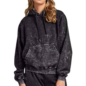Conjunto Deportivo de Dos Piezas para Mujer, Estilo Casual, Color Sólido, Lavado Ácido (Sudadera con Capucha y Pantalones Deportivos) - Suministro al por Mayor - Product Image 1