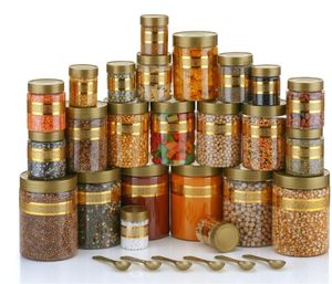 16-Piece Gold <b>Star</b> Printed Spice Eco-Friendly Dishwasher Safe Airtight Plastic Kitchen Storage Set Dabba Jars <b>Clip</b>-On Lid - Product Image 5
