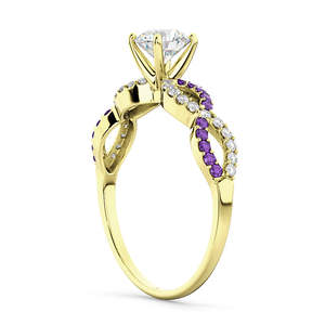 Anillo de Compromiso de Oro Amarillo de 14k con Infinito de Diamantes y Amatista, Joyería con Diamantes de 0.21ct - Product Image 3
