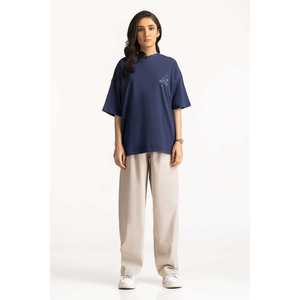 T-shirt décontracté d'été respirant en jersey 100 % coton à col rond et manches courtes avec motif rivets pour femme WM-KTP-SS24-028 - Product Image 1