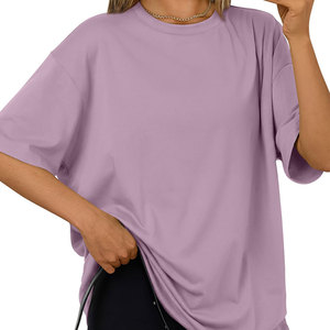 T-shirt oversize à épaules tombantes pour femme en coton épais, coupe ample, style streetwear, fournisseur en gros OEM ODM marque privée - Product Image 2