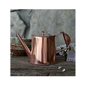 Hervidor de cobre macizo con acabado pulido y mango curvo, perfecto para calentar estufas o exhibir estantes decorativos - Product Image 3