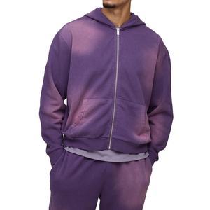 Nuevo Chándal Deportivo para Hombre con Hombros Caídos, Lavado Ácido, Cremalleras, 100% Algodón, Felpa Francesa de 450 g/m², Pantalones Deportivos Holgados Unisex a Precio Económico - Product Image 5