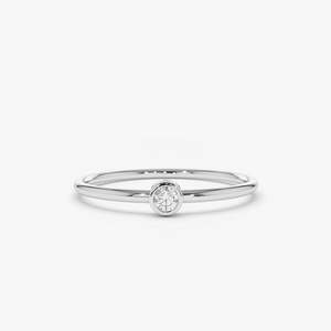 Solitaire Round Lab Grown Diamond Ring 0.05 Ctw G Color SI Clarity 14K Solid Gold Simple Everyday Piece For Women Idea Gift - Product Image 1