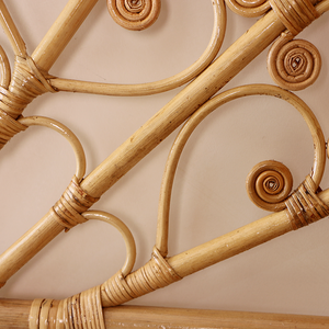 Vintage Style Handcrafted Decorative Rattan Cane Bed Headboard Boho <b>Flower</b> Pattern Woven Bedroom Furniture <b>Panel</b> OEM ODM - Product Image 3