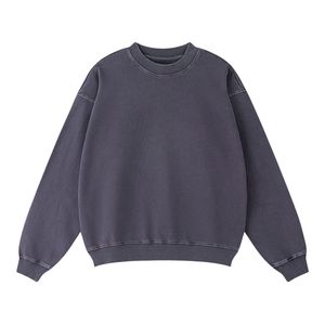 Sudadera de color personalizado lavado ácido jersey de cuello redondo de gran tamaño suelto 100% algodón ropa de calle de invierno para hombres y mujeres - Product Image 3
