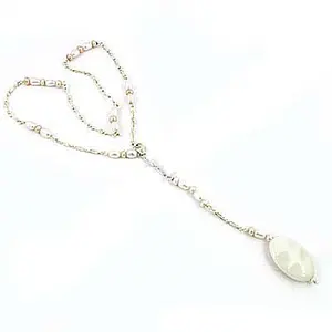Collier lariat en perles argentées pour femmes, option de bijoux élégants - Product Image 1