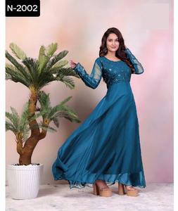 Indian Traditional Wear Heavy Faux Georgette with Embroidery Mirror Work with Micro Cotton Inner and Plus Size Available Kurtis - Product Image 1