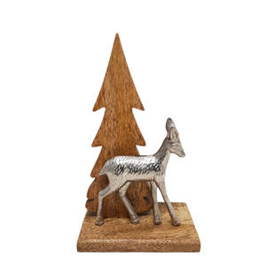 Arbre de noël en aluminium et bois avec renne et Base argent et couleur naturelle led géant pour la décoration de Festival - Product Image 4