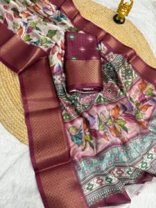 Diseñador indio último llamativo Sari impreso tradicional indio exclusivo fiesta Festival desgaste nupcial Boutique Sari - Product Image 2