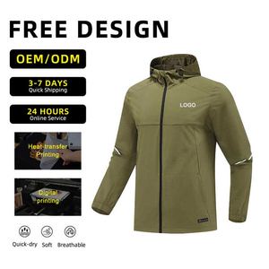 Chaqueta deportiva personalizada de Otoño Invierno para hombre, de secado rápido, de manga larga, con capucha, cortavientos, soporte, cierre de cremallera, informal, impermeable, estampado - Product Image 5