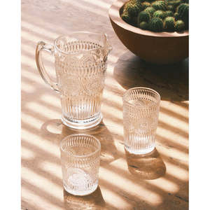 Carlotta Vintage Embossed <b>Glass</b> Drinkware <b>Cups</b> - Product Image 2