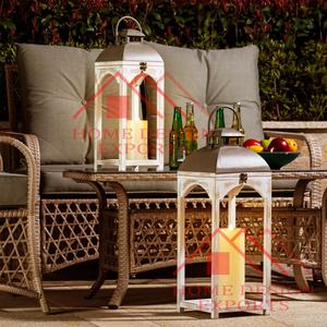 Linterna colgante de madera blanca antigua decorativa para jardín al aire libre, linterna de madera alta superventas para decoración de boda - Product Image 5