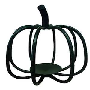 Porte-bougie en fil métallique sculptural moderne minimaliste, citrouille, lanterne Jack O Lantern, support pour bougie chauffe-plat, décoration d'Halloween, décoration d'automne pour table. - Product Image 2