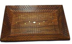 Bandeja de servicio de madera decorativa hecha a mano para regalo Bandeja de servicio de madera pulida para acabado de superficie lisa Madera de mango rústico - Product Image 5