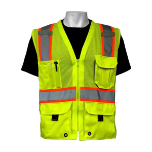 <b>Hi</b> <b>Vis</b> Reflective Safety Vest Unisex Workwear <b>Waterproof</b> Polyester Uniform Type High Visibility <b>Jacket</b> with Zipper Pockets - Product Image 6