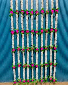 Sola Wood Lotus With Leaves Garlands With Mogra Flower For New <b>Home</b> Decoration South Indian Wedding and Celebration Garlands - Product Image 2