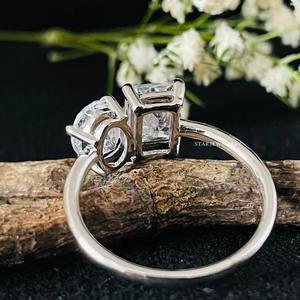 Anillos de Compromiso de Oro Sólido de 14K con Diamantes Cultivados en Laboratorio de Corte Ovalado y Radiante, Certificados por IGI, Anillos de Lujo Cristianos para Mujer - Product Image 5