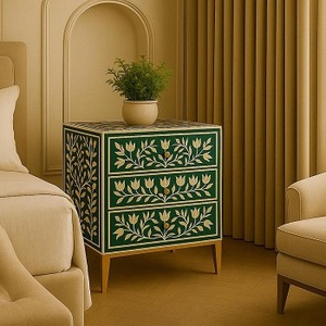 Ensemble de table en bois de style européen traditionnel avec incrustations d'os pour salons, chambres à coucher, salles de bain, fabriqué par une entreprise de production indienne - Product Image 3