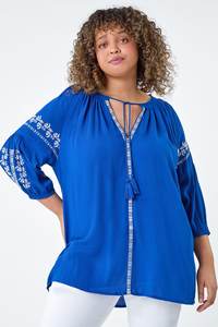 Femmes bohème ethnique coton Vyshyvanka Style Blouse robe lin XS été décontracté Blouse brodé tissé motif cloche - Product Image 6