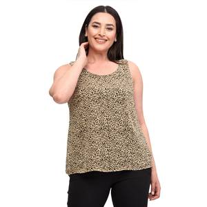 Blusa in cotone 42-52 con collo a U a manica Zero leopardato da donna taglie forti - Product Image 6