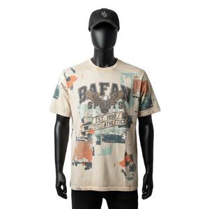 100% Cotton Men Acid Wash T Shirt Heavyweight 220 GSM Cotton Jersey <b>Retro</b> Look Washed Colors Screen Print Logo - Product Image 1