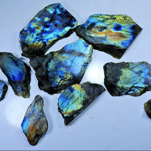 แผ่นลาบราโดไรต์ธรรมชาติแบบไม่ขัดเงา สำหรับตกแต่ง ทำเครื่องประดับ และบำบัดรักษา - Product Image 4