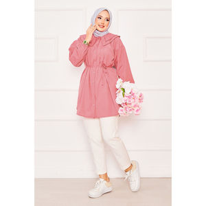 เสื้อฮิญาบสำหรับเด็กทารกสีชมพูเสื้อแบบผูกเอวเชือกสองชั้น - Product Image 1