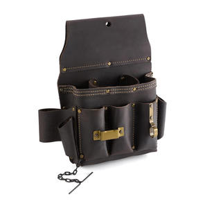 Vente flash, OEM/ODM, pochette à outils pour électricien en cuir pleine fleur, couleur personnalisable, robuste |   Porte-équipement à 10 poches pour ceinture - Product Image 1