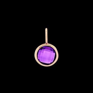 Colgante Redondo de Amatista, Piedra de Nacimiento de Febrero, Gema Púrpura, Chapado en Oro, Joyería Delicada Hecha a Mano para Mujer - Product Image 1