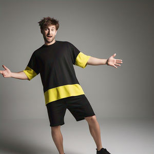 Oversize T Shirt Shorts Two Piece Set Men <b>Jogging</b> Drop Shoulder Tee Shorts Set Men's Mid-Weight 100% Cotton Polyester Short Set - Product Image 5