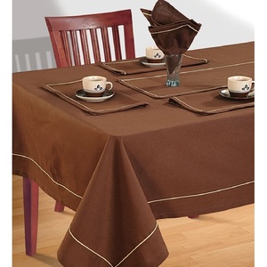 CustomLuxury Wholesale Cotton Dining Table Cloth <b>Rectangle</b> plaid embroidery less linen White Unique Party Wedding Technics Style - Product Image 1