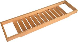 Plateau de bain en bois naturel design artisanal parfait pour tenir des bougies savon ajoutant chaleur et élégance à votre bain - Product Image 2