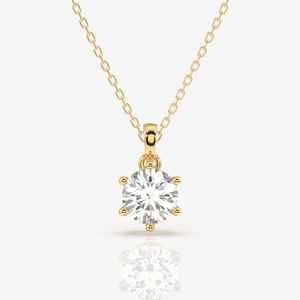 Corte redondo Moissanite Diamond Six Pong Sterling Sliver colgante collar elegancia atemporal y brillo brillante - Product Image 4