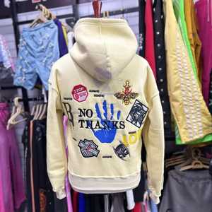 Sudadera deportiva con cremallera completa personalizada con diseño de parche universitario Impresión de manga llamativa y logotipo frontal Técnicas lavadas de ajuste Extragrande - Product Image 4