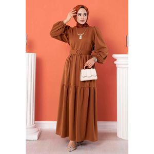 Vestido Hijab largo con cinturón tostado Accesorio de ropa musulmana tradicional - Product Image 2