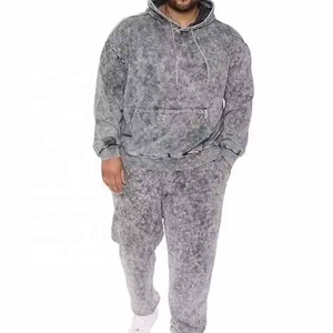 Ensemble survêtement et sweat à capuche évasé imprimé et délavé à l'acide personnalisé pour hommes 2025 Vêtements d'hiver à fermeture éclair avec prix de gros - Product Image 1