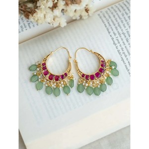 Multicolor <b>Gold</b> Plated TJ-E55M Thappa Jadau Kundan Reversible Fine <b>Dangle</b> <b>Earrings</b> - Product Image 2