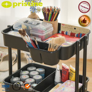 รถเข็นเครื่องมืออเนกประสงค์แบบใหม่ให้บริการโลหะแข็งแรง2ชั้น OEM ที่เก็บของในบ้านแบบ DIY ส่งของแบบ4ล้อจากผู้ผลิตไต้หวัน - Product Image 6