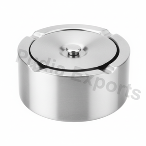 Cendrier rond portable en acier inoxydable avec couvercle, style américain, pour le bureau, la voiture, la maison - Product Image 3