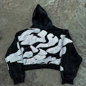 Fabricant de sweat à capuche pour hommes à imprimé moussant personnalisé Sweat à capuche épais en éponge française 600GSM à impression bouffante - Product Image 2